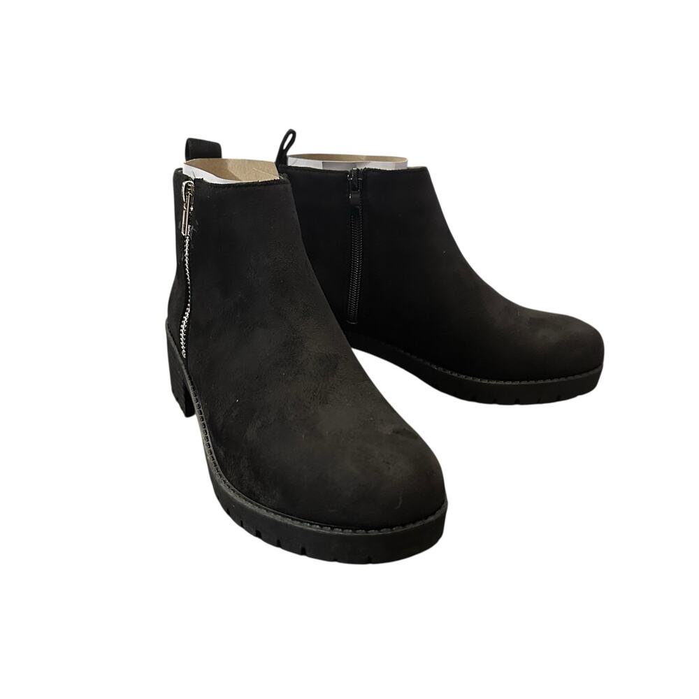Pretty Little Thing Black Microfiber Ankle Boots New Size 7 Casual Moto Grunge